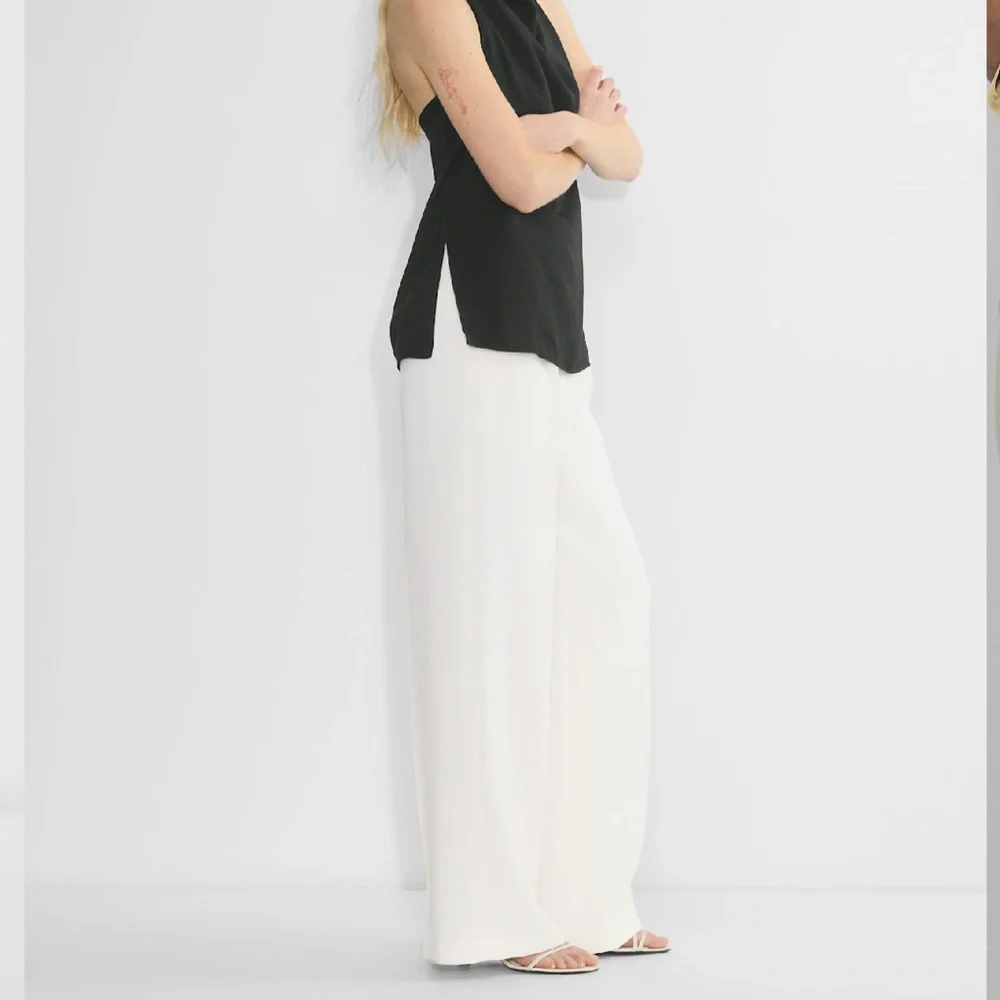 Aritzia Wilfred Effortless High Wide Leg Pant In Light Birch Size 8 - Picture 3 of 14